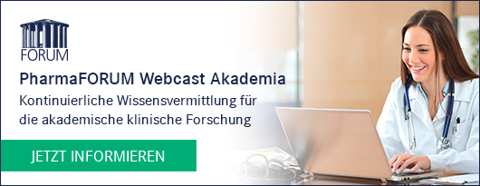 PharmaFORUM Webcast Akademia: Kontinuierliche Wissensvermittlung für die akademische klinische Forschung - Jetzt informieren >>