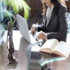 Lawyer office. Statue of Justice with scales and lawyer working on a laptop. Legal law, advice and justice concept Entgelttransparenz: Das BAG klärt Reichweite und Inhalt des Auskunftsanspruchs